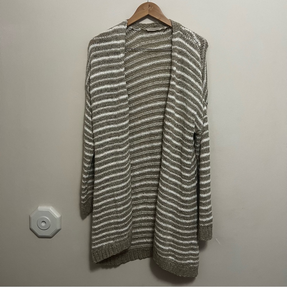 Soft Surroundings heavy oversized beachy Striped Cardigan Lagenlook Sweater